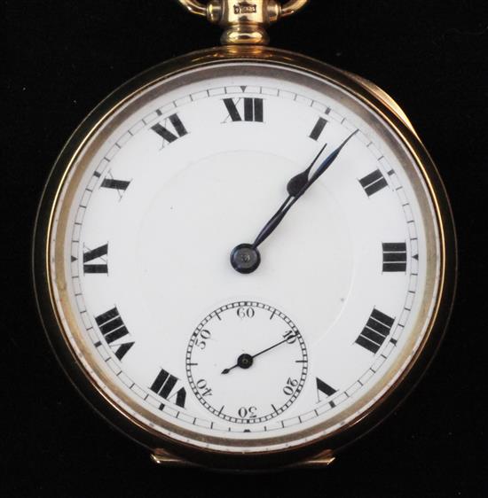 A George V 9ct gold keyless lever pocket watch,